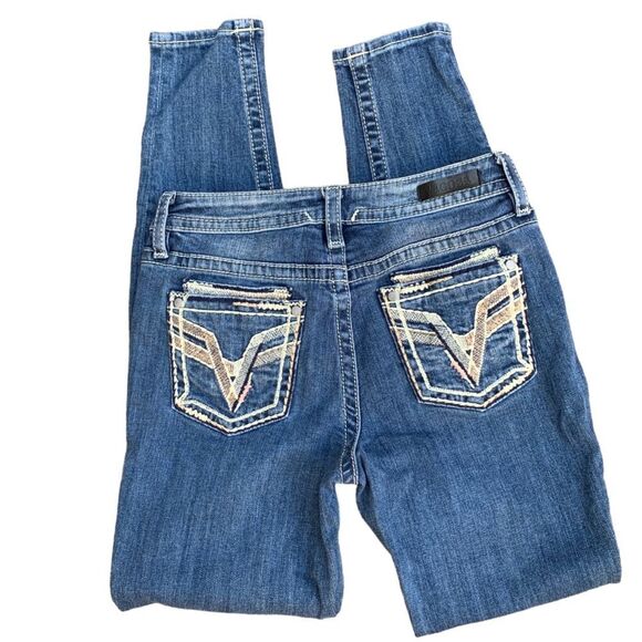 Vigoss Medium Wash Distressed Skinny Embroidered Jeans Women’s size 6 - Picture 4 of 13